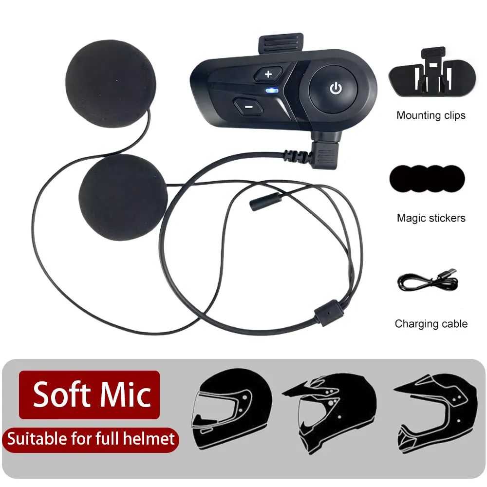 Bluetooth 5.3 Wireless Motorcycle Helmet Headset Hands-free Call Phone Motorcycle Waterproof Earphone Music Player Moto Helmet