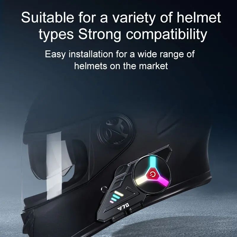 Y70 Bluetooth 5.3 Motorcycle Helmet Headset IP65 Waterproof Wireless Earphones Hands Free Call Music Headphones