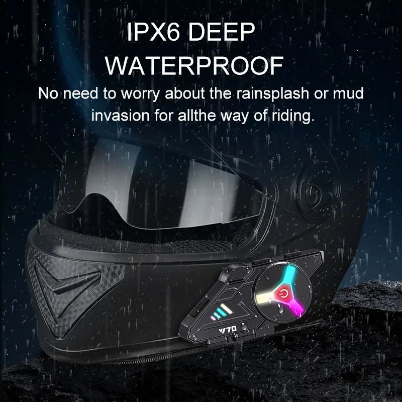 Y70 Bluetooth 5.3 Motorcycle Helmet Headset IP65 Waterproof Wireless Earphones Hands Free Call Music Headphones