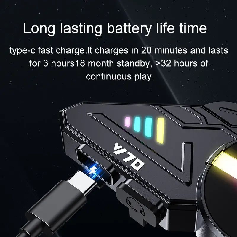 Y70 Bluetooth 5.3 Motorcycle Helmet Headset IP65 Waterproof Wireless Earphones Hands Free Call Music Headphones