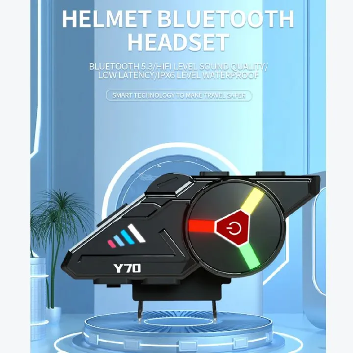 Y70 Bluetooth 5.3 Motorcycle Helmet Headset IP65 Waterproof Wireless Earphones Hands Free Call Music Headphones
