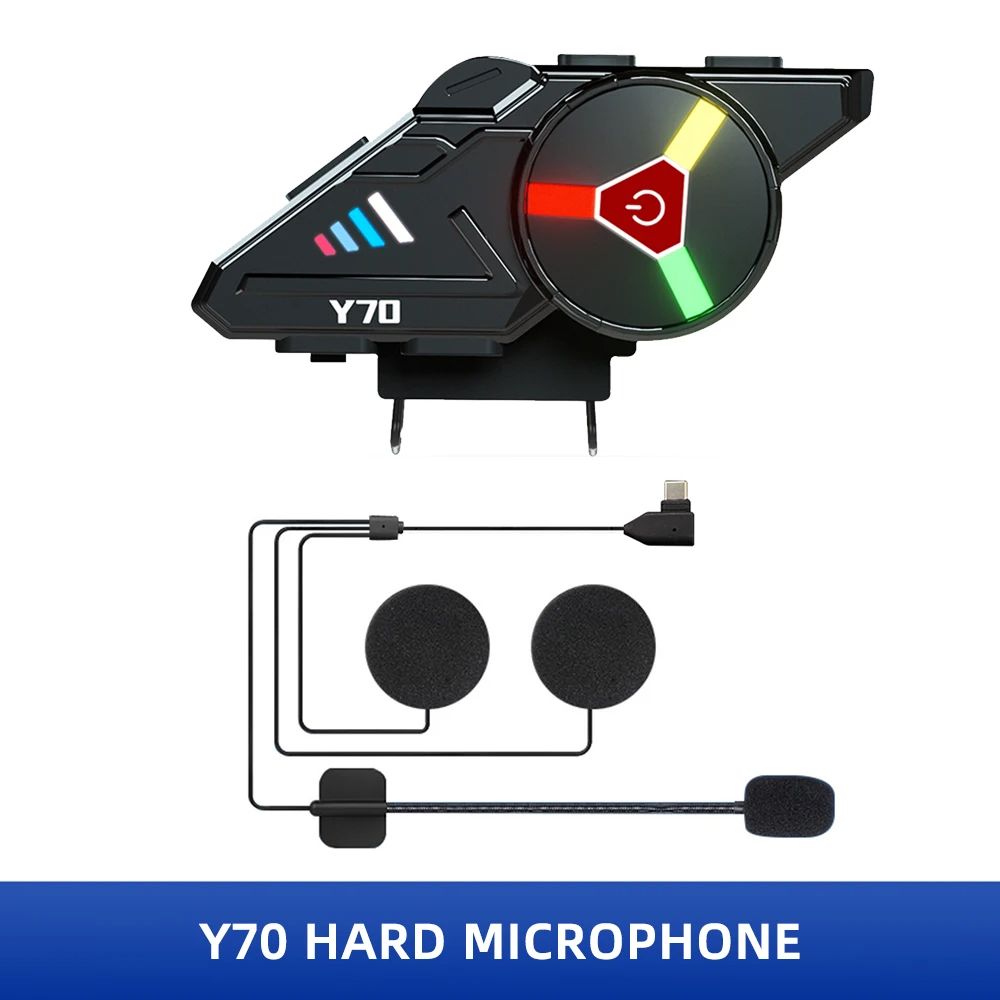 Y70 Bluetooth 5.3 Motorcycle Helmet Headset IP65 Waterproof Wireless Earphones Hands Free Call Music Headphones