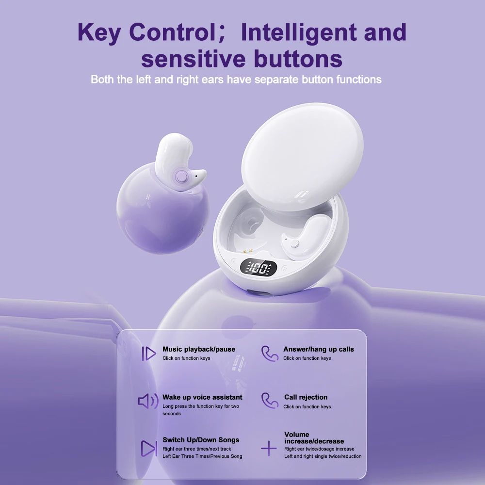 Y36 Wireless Bluetooth 5.3 Headphones TWS In-Ear Invisible Sleep Earbuds With Mic Noise Cancelling Earphones HIFI Music Headset