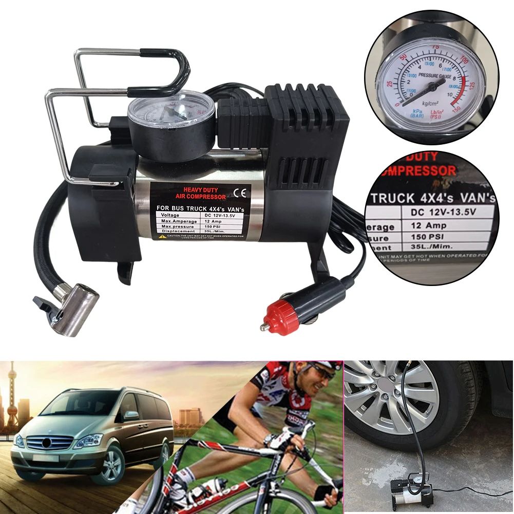 Heavy Duty Deluxe Portable Metal Air Compressor Car Tyre Inflator With Digital Pressure Gauge 12v150psi Car Tire Inflatable Pump