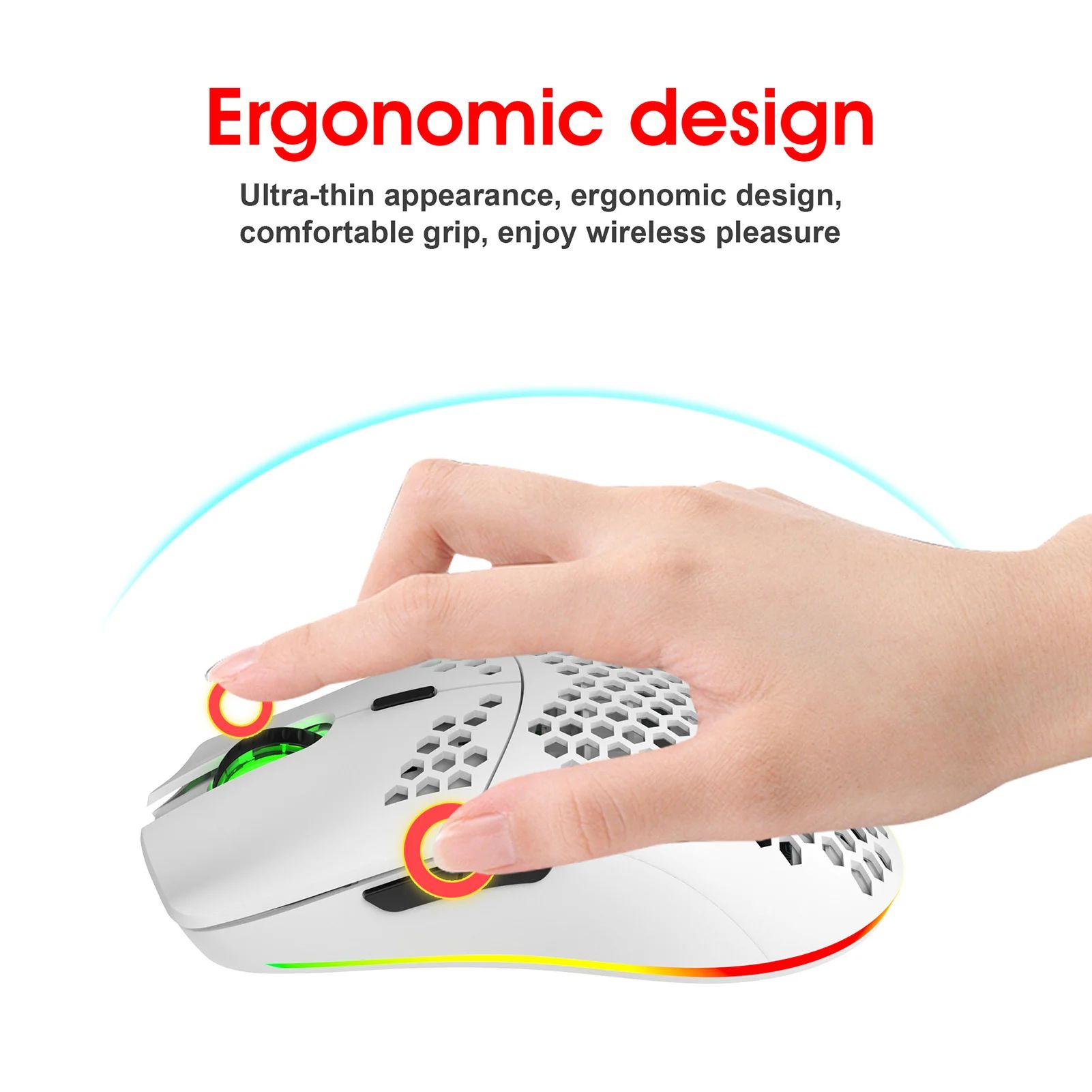 T66 RGB 2.4G Wireless Gaming Mouse RGB Lighting Charging Mouse with Adjustable DPI Ergonomic Design for Desktop Laptop