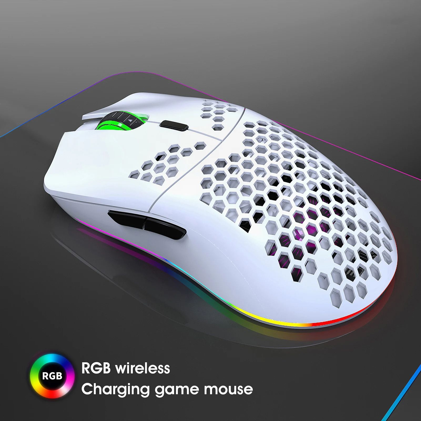 T66 RGB 2.4G Wireless Gaming Mouse RGB Lighting Charging Mouse with Adjustable DPI Ergonomic Design for Desktop Laptop