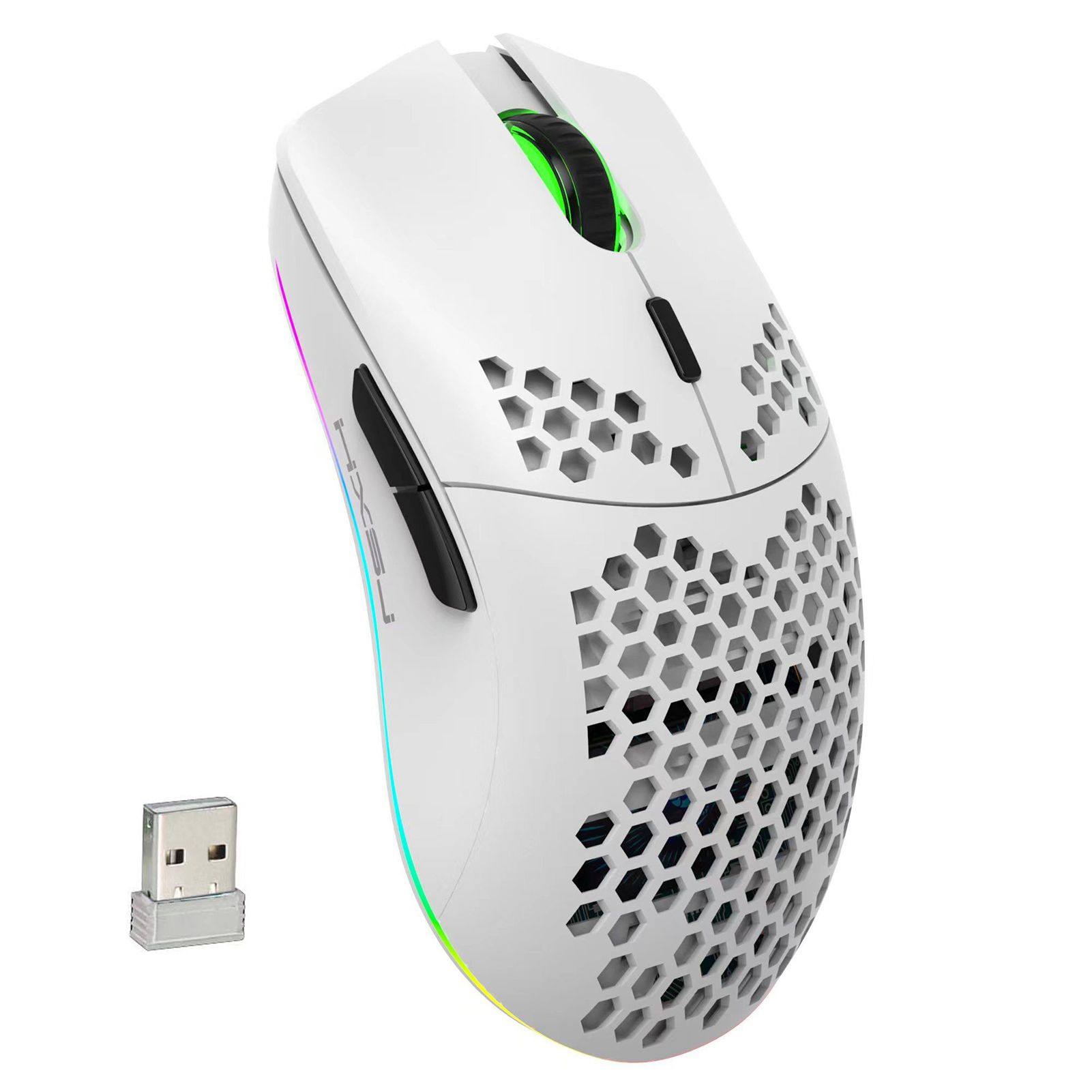 T66 RGB 2.4G Wireless Gaming Mouse RGB Lighting Charging Mouse with Adjustable DPI Ergonomic Design for Desktop Laptop