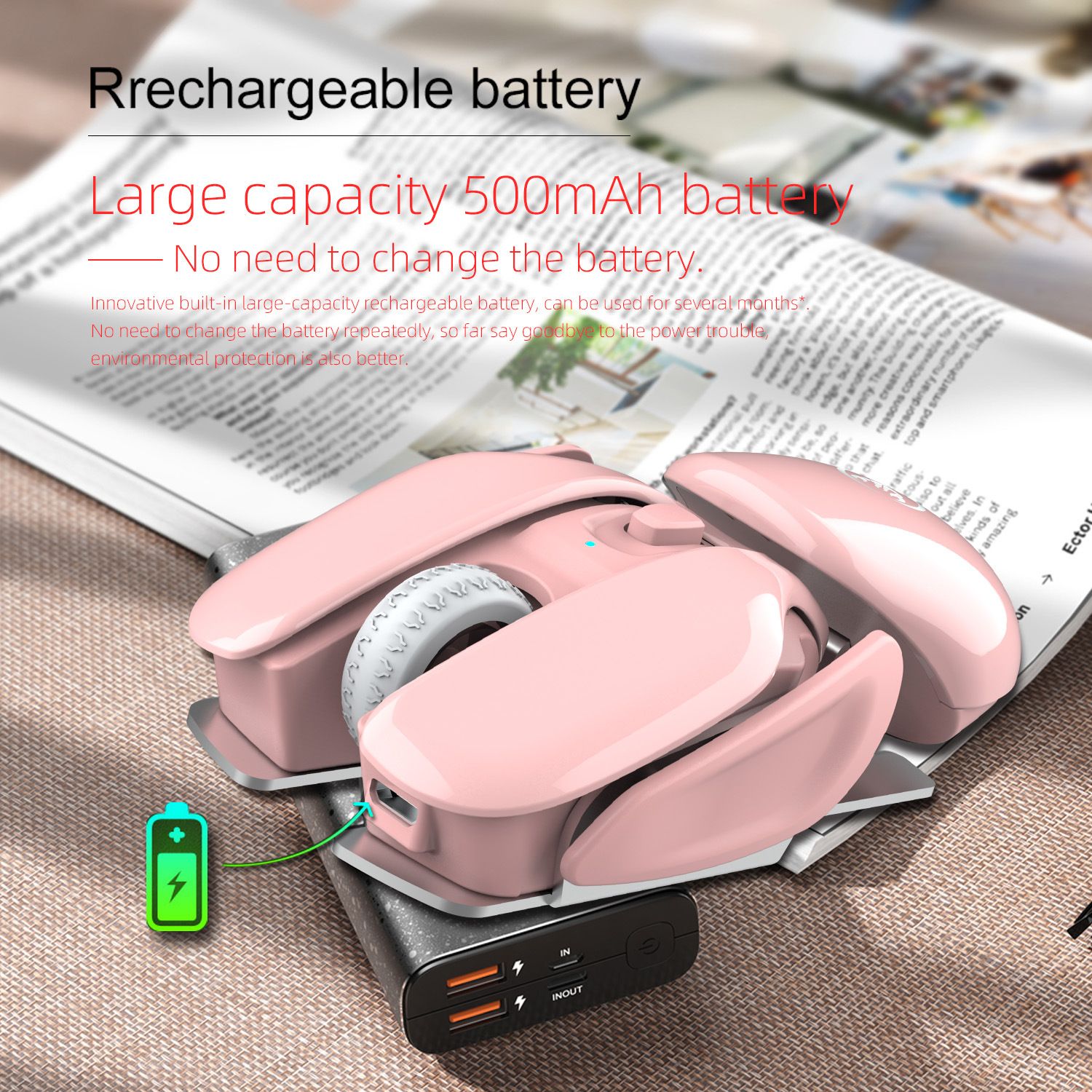 T37 Wireless Mouse USB1600dpi Rechargeable Office USB Mouse 2.4G Optical Mouse, Ergonomic Mouse for Laptop Desktop Sleep