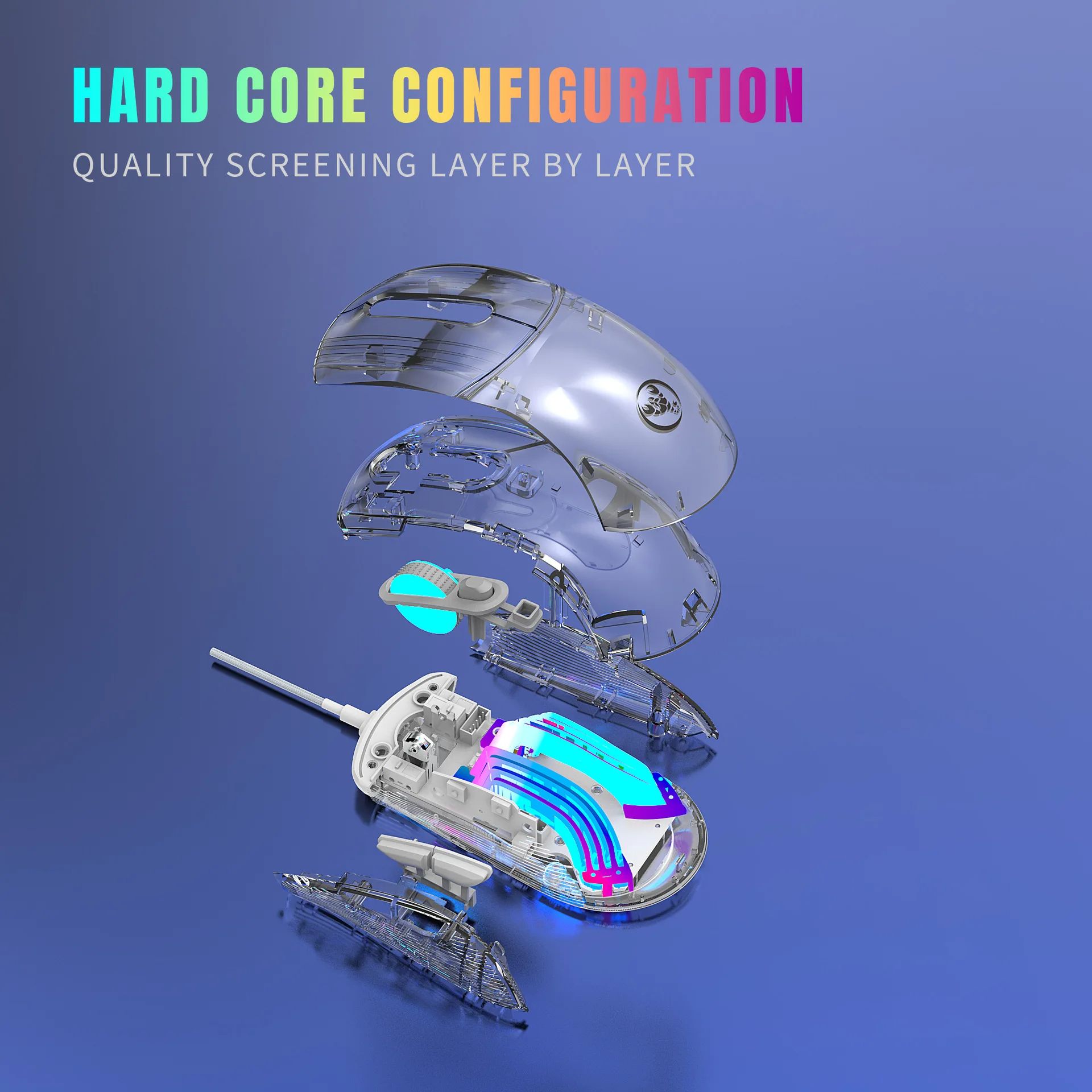 X400 Transparent Wired Gaming Mouse 7-key Macro Programming Braided Wire 12800dpi RGB Backlight Esports Mouse