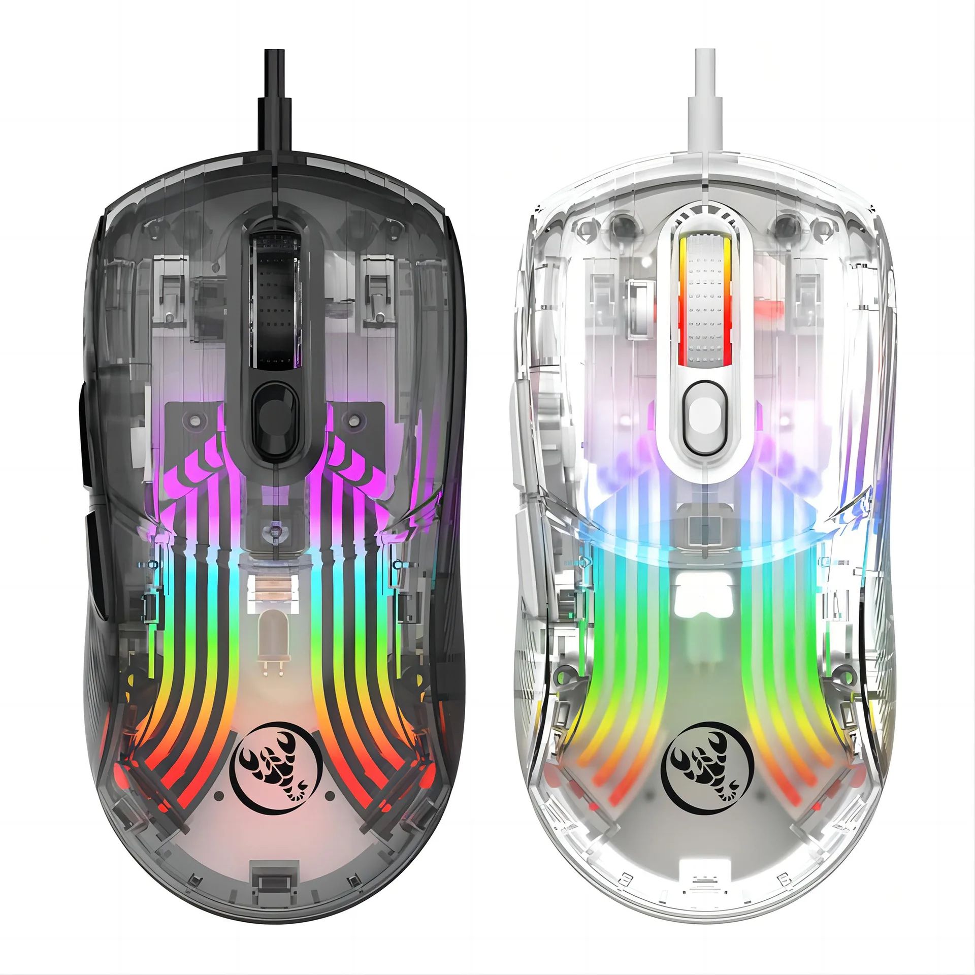 X400 Transparent Wired Gaming Mouse 7-key Macro Programming Braided Wire 12800dpi RGB Backlight Esports Mouse
