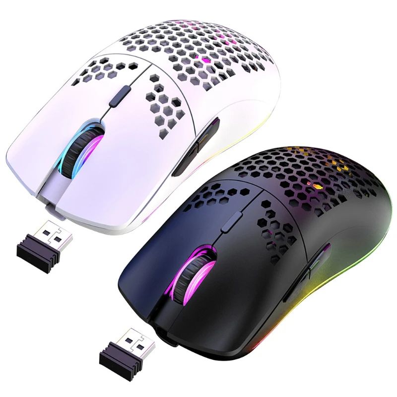 XYH80 Hollow-out Honeycomb 2.4GHz Wireless Gaming Mouse 4 Gear 3200 DPI RGB Lighting Mice for PC Laptop