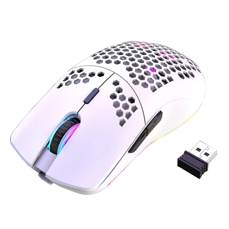 XYH80 Hollow-out Honeycomb 2.4GHz Wireless Gaming Mouse 4 Gear 3200 DPI RGB Lighting Mice for PC Laptop