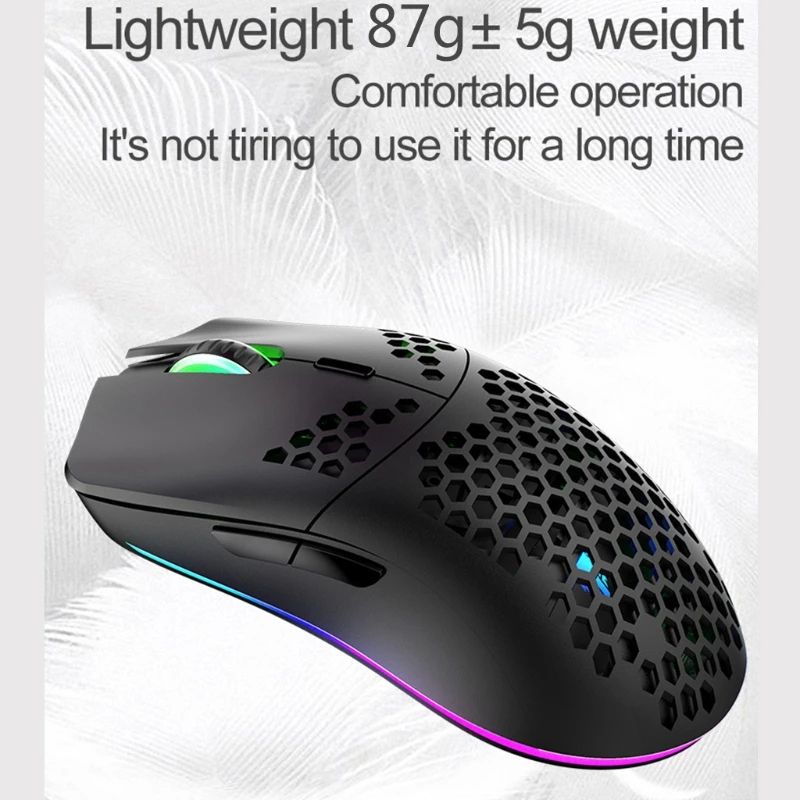 XYH80 Hollow-out Honeycomb 2.4GHz Wireless Gaming Mouse 4 Gear 3200 DPI RGB Lighting Mice for PC Laptop