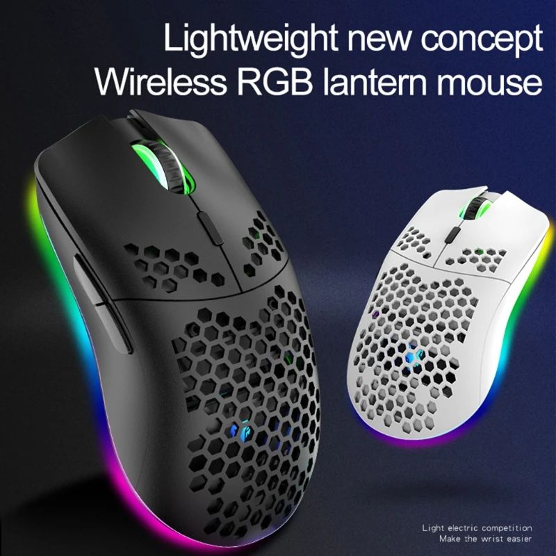 XYH80 Hollow-out Honeycomb 2.4GHz Wireless Gaming Mouse 4 Gear 3200 DPI RGB Lighting Mice for PC Laptop