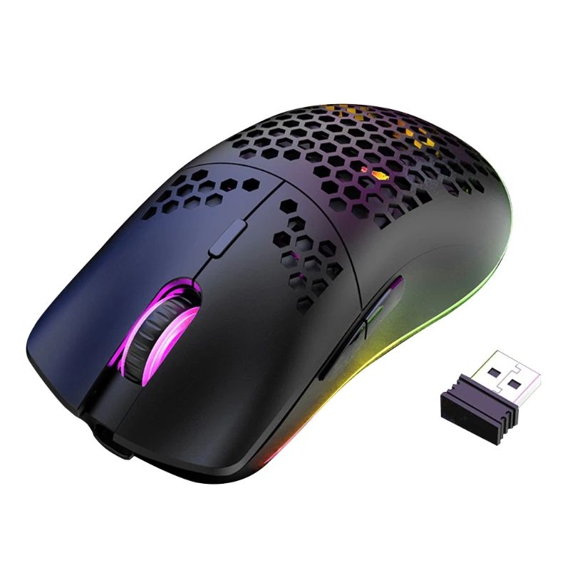 XYH80 Hollow-out Honeycomb 2.4GHz Wireless Gaming Mouse 4 Gear 3200 DPI RGB Lighting Mice for PC Laptop