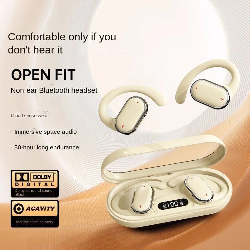 Wireless Bluetooth Headset Sports Comfortable To Wear Earphones Long Life Intelligent Digital Noise Reduction