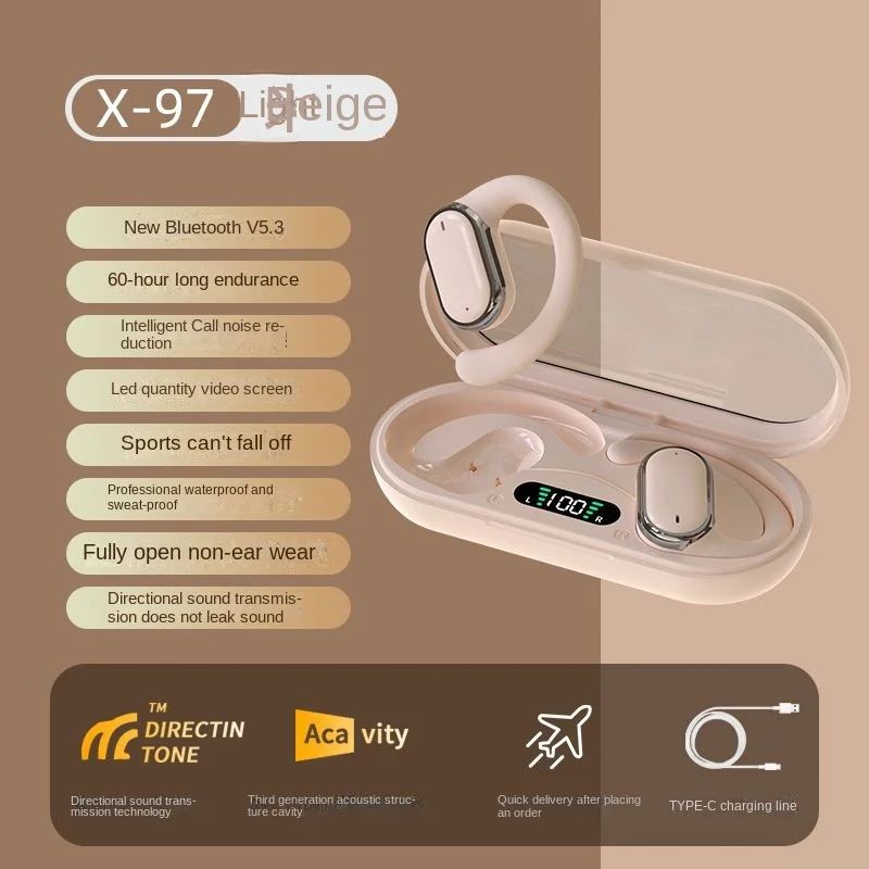 Wireless Bluetooth Headset Sports Comfortable To Wear Earphones Long Life Intelligent Digital Noise Reduction