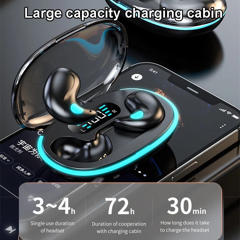 Mini Invisible Wireless Bluetooth Earphone Sleep-Friendly IPX5 Waterproof HIFI Music Earpods LED Power Display Long Battery Life Earbuds
