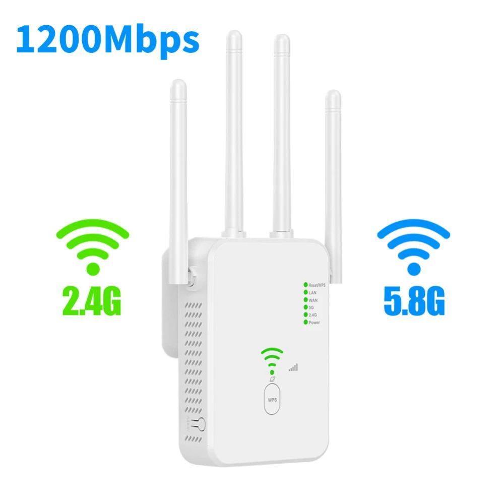 1200Mbps Wireless WiFi Repeater Wifi Signal Booster Dual-Band 2.4G 5G WiFi Extender 802.11ac Gigabit WiFi Amplifier WPS Router