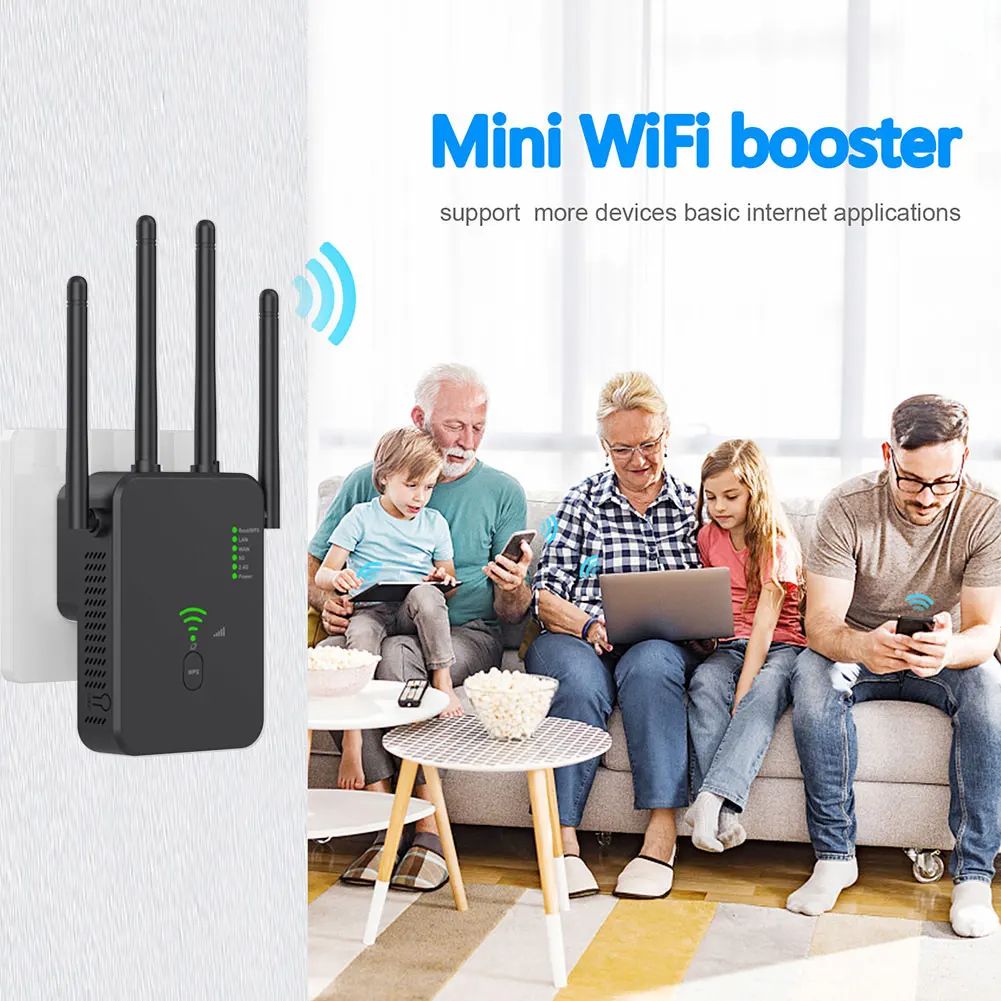 Wireless WiFi Repeater 1200Mbps Wifi Signal Booster Dual-Band 2.4G 5G WiFi Extender 802.11ac Gigabit WiFi Amplifier WPS Router