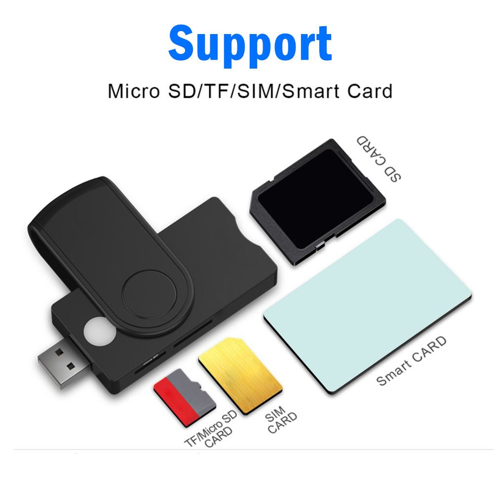 USB SIM smart card reader, for Windows 7 8 10 Linux OS, for bank card IC / ID EMV SD TF MMC card reader USB-CCID ISO 7816
