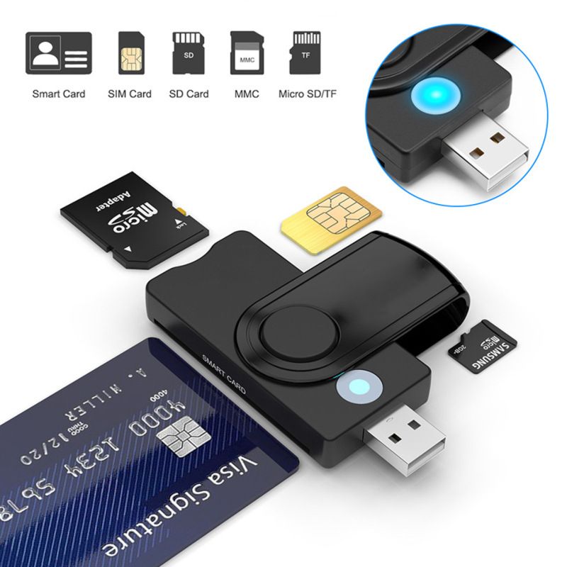 USB SIM smart card reader, for Windows 7 8 10 Linux OS, for bank card IC / ID EMV SD TF MMC card reader USB-CCID ISO 7816
