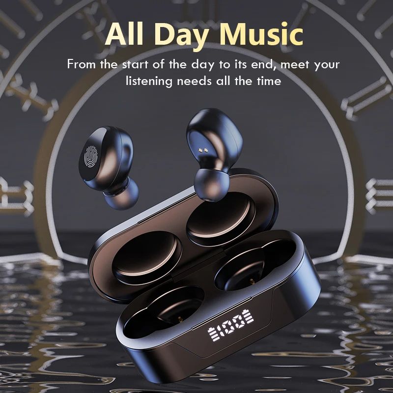 Wireless Headphones Touch Control Power Digit-Display Earphone Bluetooth Sport Waterproof Bluetooth Headphones