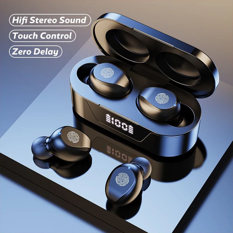 Wireless Headphones Touch Control Power Digit-Display Earphone Bluetooth Sport Waterproof Bluetooth Headphones