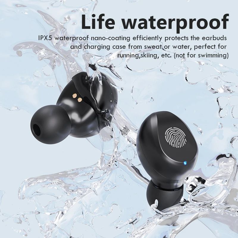 Wireless Headphones Touch Control Power Digit-Display Earphone Bluetooth Sport Waterproof Bluetooth Headphones