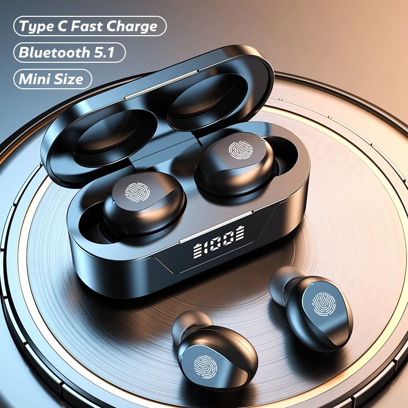 Wireless Headphones Touch Control Power Digit-Display Earphone Bluetooth Sport Waterproof Bluetooth Headphones