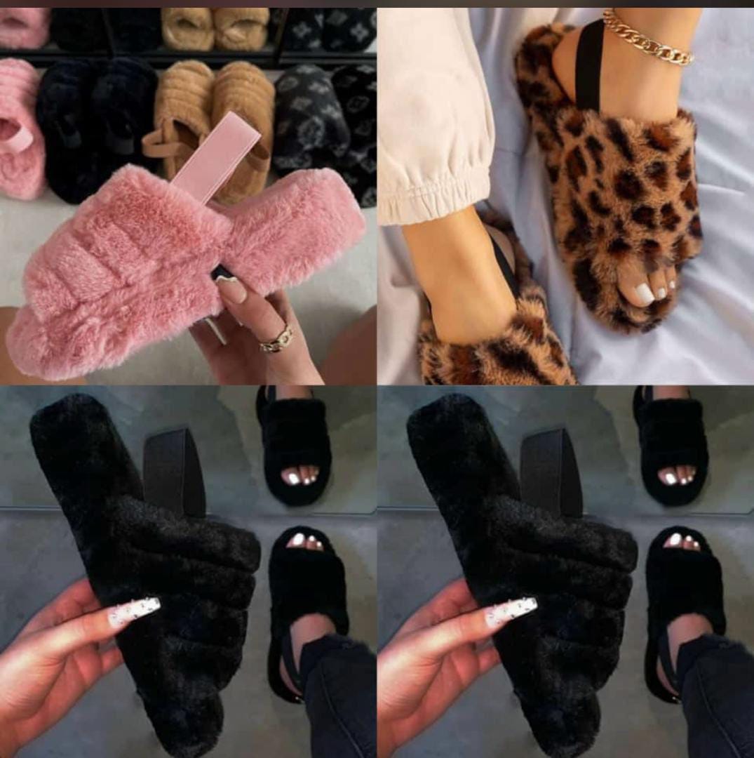 Limited Stock!!! Fashion New Arrival Ladies Women Faux Fur Slippers; Outdoor Sling Back Women Fur Open Toe Sandals
