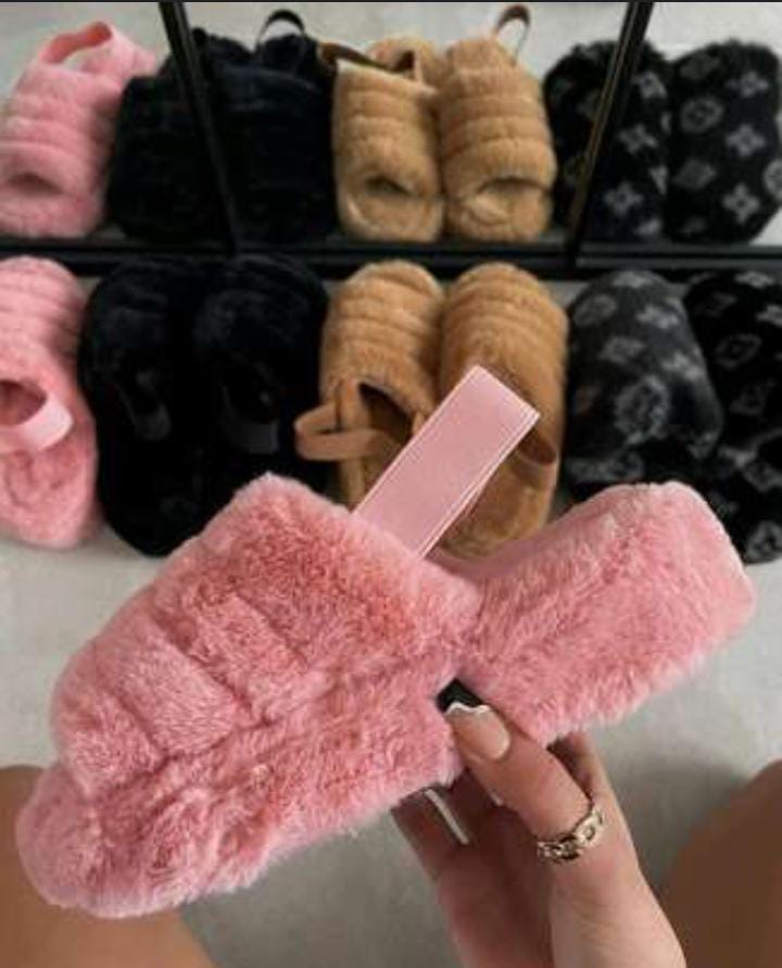 Limited Stock!!! Fashion New Arrival Ladies Women Faux Fur Slippers; Outdoor Sling Back Women Fur Open Toe Sandals