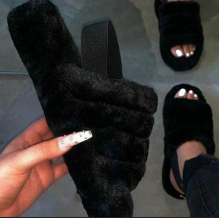 Limited Stock!!! Fashion New Arrival Ladies Women Faux Fur Slippers; Outdoor Sling Back Women Fur Open Toe Sandals