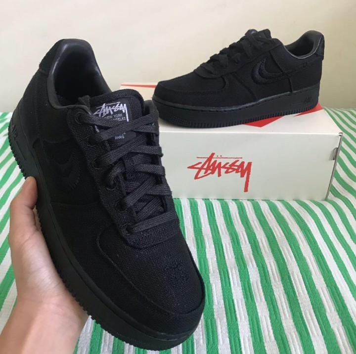 New Fashion Air Force 1 Stussy Black  Sneakers, Best Quality Original Women/Men's Shoes Breathable AF1 Unisex Sneakers