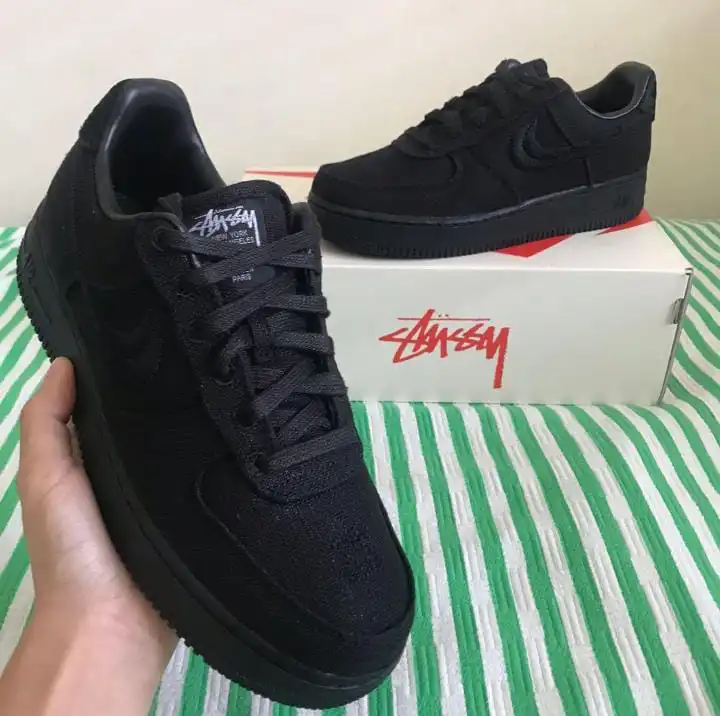 New Fashion Air Force 1 Stussy Black  Sneakers, Best Quality Original Women/Men's Shoes Breathable AF1 Unisex Sneakers