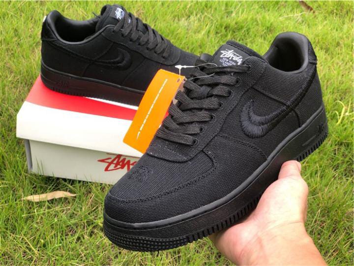 New Fashion Air Force 1 Stussy Black  Sneakers, Best Quality Original Women/Men's Shoes Breathable AF1 Unisex Sneakers