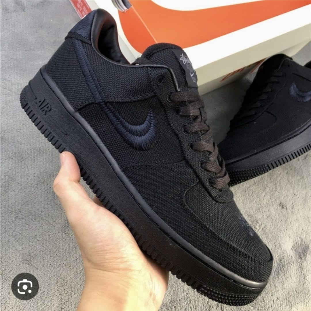 New Fashion Air Force 1 Stussy Black  Sneakers, Best Quality Original Women/Men's Shoes Breathable AF1 Unisex Sneakers
