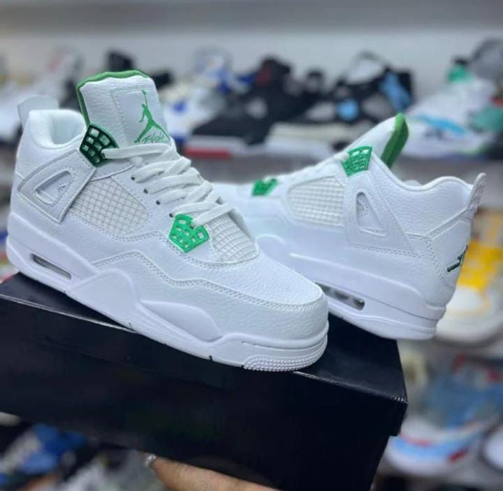 New Fashion Air Jordan 4 ''Metallc Green'' Sneakers, Best Quality Original Women/Men's Shoes Breathable J4  Unisex Sneakers