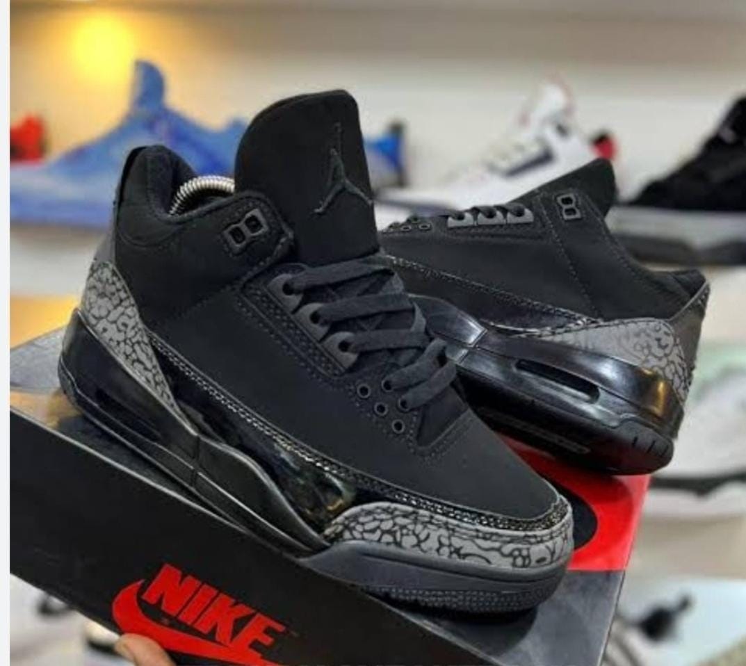 Original Air Jordan 3 Retro 'Black Cat' Sneakers Authentic & Best Quality Men's Shoes
