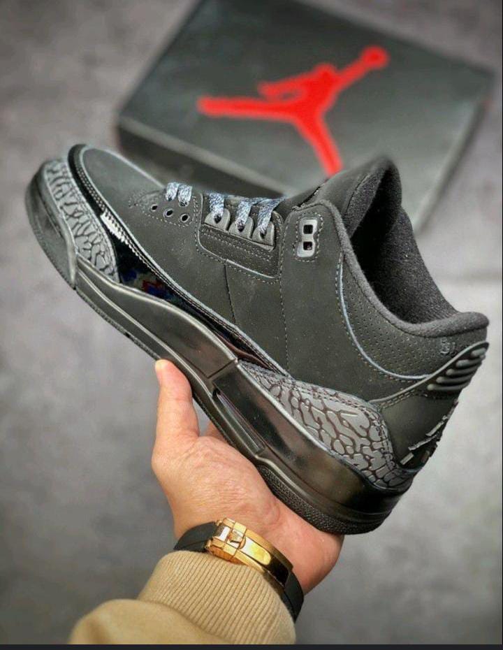 Original Air Jordan 3 Retro 'Black Cat' Sneakers Authentic & Best Quality Men's Shoes