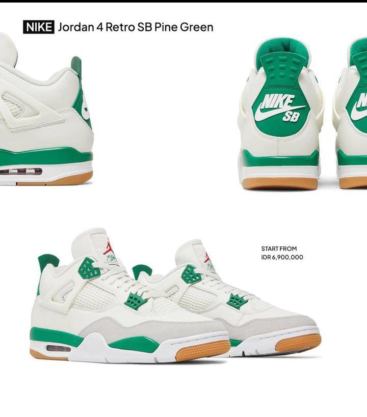 Original Air Jordan 4 SB Pine Green Breathable Sneakers Authentic & Best Quality Men's J4 Shoes