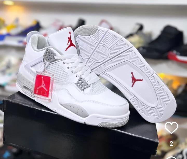 New Fashion Air Jordan 4 ''White Oreo'' Unisex Sneakers ; Original Breathable Men's Shoes J4  Sneakers