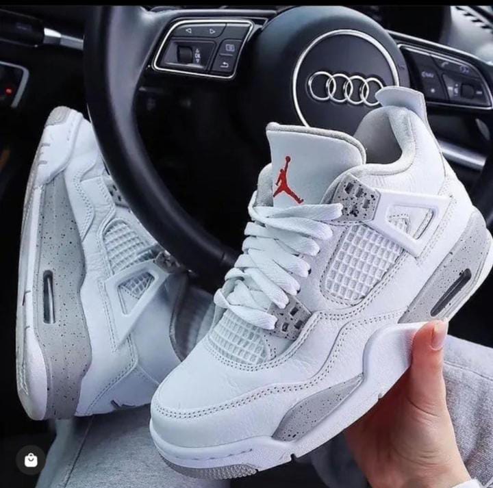 New Fashion Air Jordan 4 ''White Oreo'' Unisex Sneakers ; Original Breathable Men's Shoes J4  Sneakers
