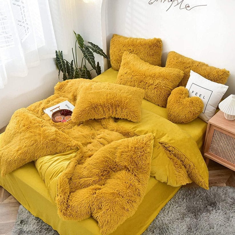 6*6 6pc Luxury designs Velvet Plush Fluffy Duvet set Bedding Sets Comforter Set Bedding Duvets (1pc Duvet, 1pcs Bed sheet, 4pcs Pillow covers)