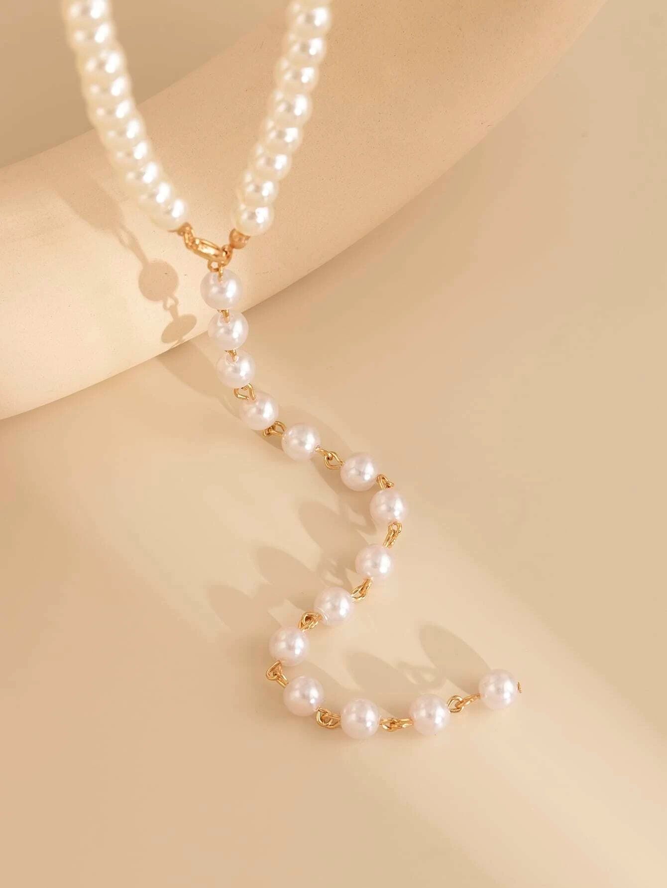 Pearl Necklace for Women Fashion Necklace, Long Faux White Pearl Necklace Beaded Necklace Boho Jewlery for Wedding Working Travel Nice Gift for Ladies Girls