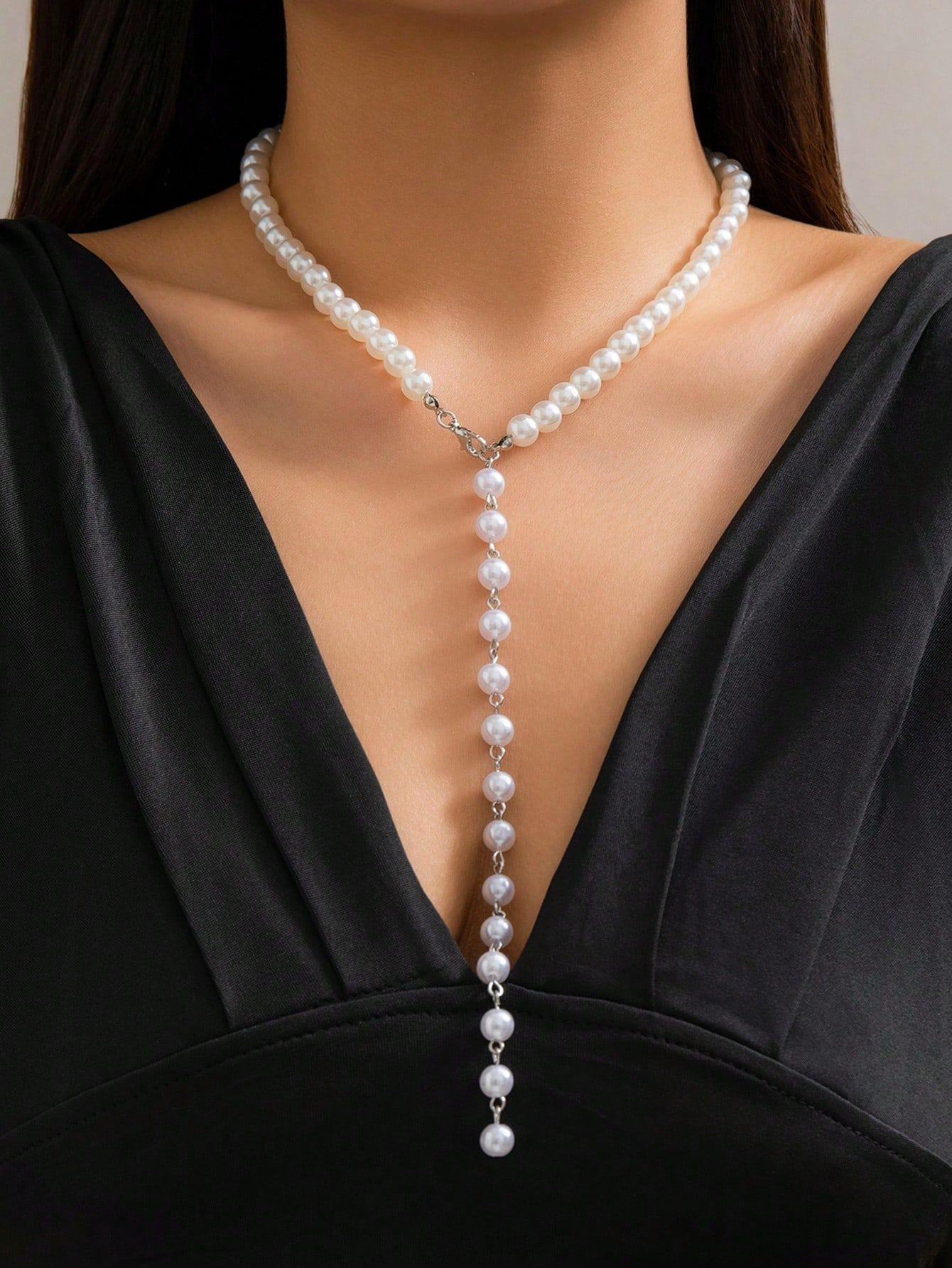 Pearl Necklace for Women Fashion Necklace, Long Faux White Pearl Necklace Beaded Necklace Boho Jewlery for Wedding Working Travel Nice Gift for Ladies Girls