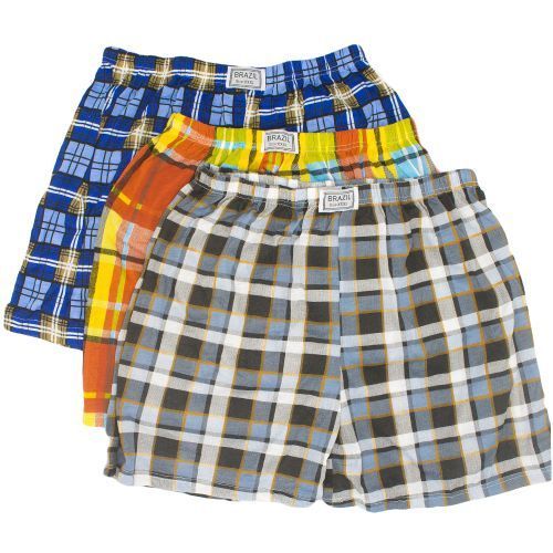 Fashion 3Pcs Soft Cotton Checked Men's Boxers – Multicolor