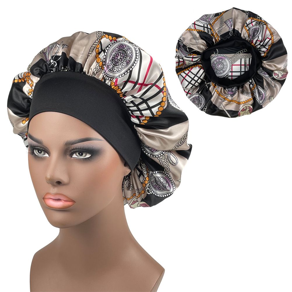 Satin Headscarf Hat Sleeping Bonnet Women Curly Hair Wrap Silk Cap Fashion Head Scarf Headwear Night Sleep Hat Adjust Head Cover Hat For Curly Springy Hair Styling Accessories Soft Elastic Band