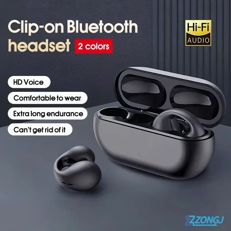 New Update Bluetooth Earphones Running Wireless Earbuds Ear-Clip TWS HiFi True Wireless Stereos Earpods Sports Headset Bone Conduction With Power Bank For All Phones