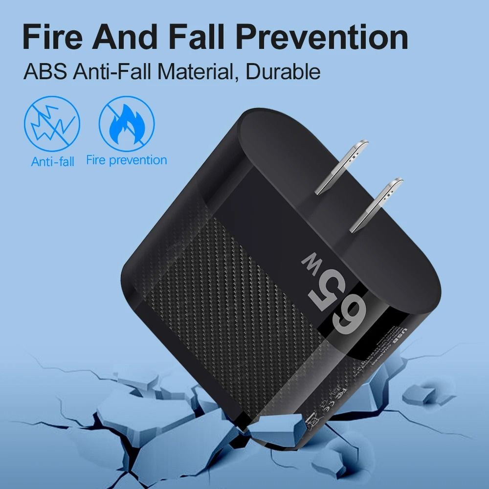 Mobile Phone 65W 4 Ports  +1 TType-C USB Charger PD Fast Charging 4 Ports Mobile Phone Charger for All Smart Phone Quick Charge3.0 Fast Wall Charger